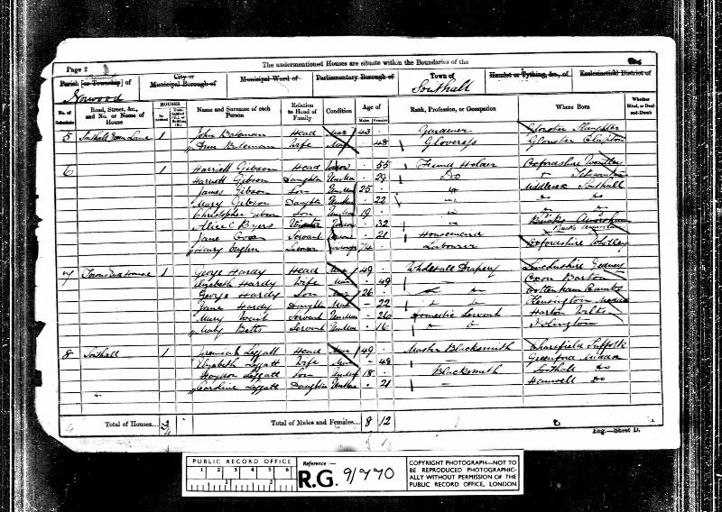 Gibson (Harriet nee Rippington) 1861 Census